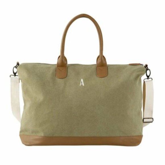 Cathy's Concepts Women's Personalized Washed Canvas Weekender Tote Bag - Green - Picture 2 of 3